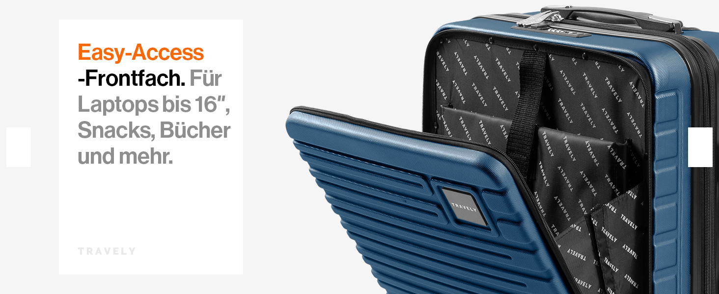 Чемодан туристичний великий 77см, 100л, з TSA замком, з відділенням для ноутбука (55x40x23см), глибокий синій колір, Travely