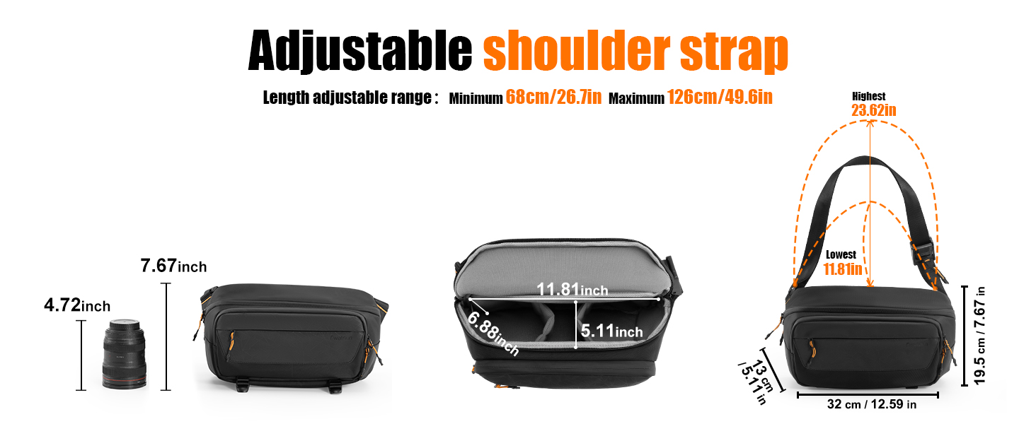 Чорна фотосумка Cwatcun для фотографів з кріпленням для штатива, водонепроникна (M)
