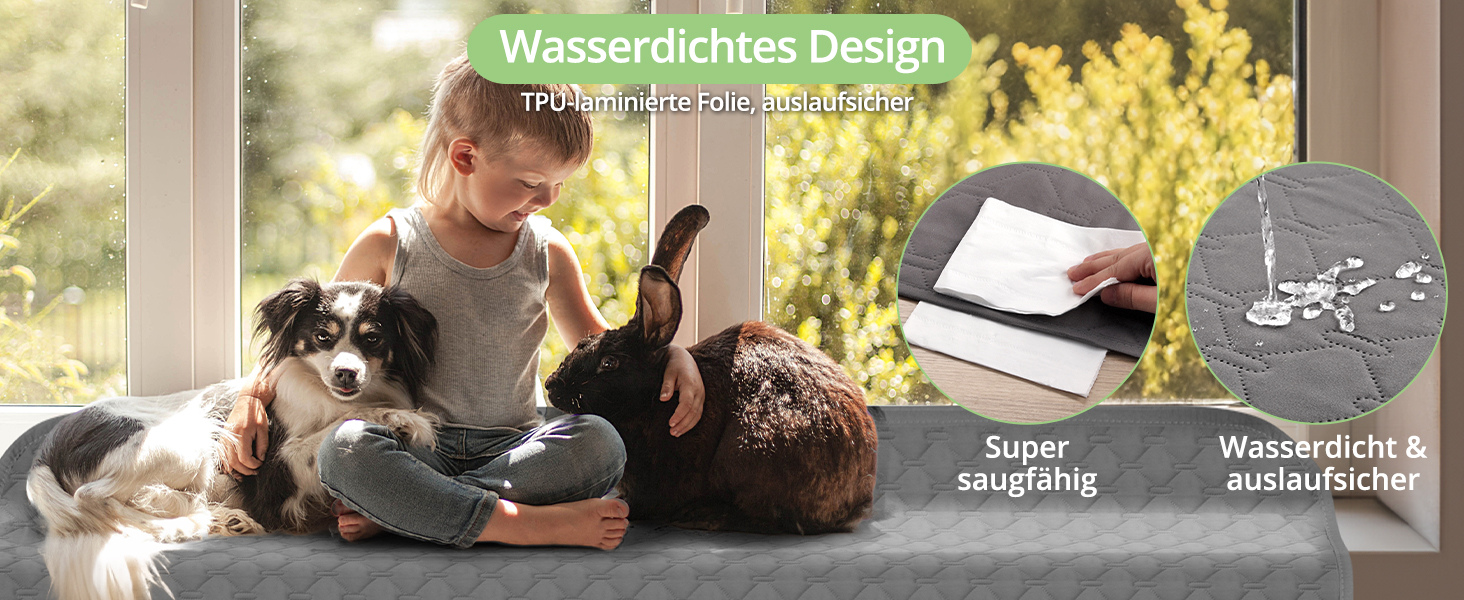 Водонепроникний килимок для собак, килимок для котів, неслизький, міцний, для захисту дивану, ліжка, автокрісла, можна прати в пральній машині (172 x 208 см, темно-сірий)