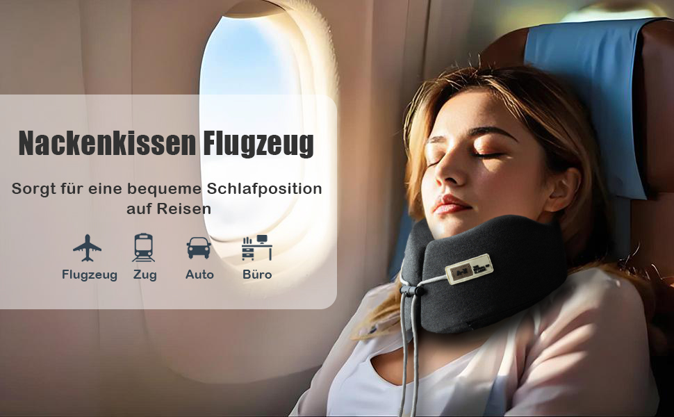 Подушка для шиї у вигляді U, Memory Foam, для подорожей, доросла, ергономічна, з чохлом, для автомобіля, офісу, поїздів (чорна)