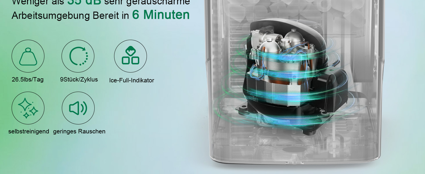 Portable Ice Maker - Fast Cube Ice Machine for Home, Kitchen, Office, Bar (Black)