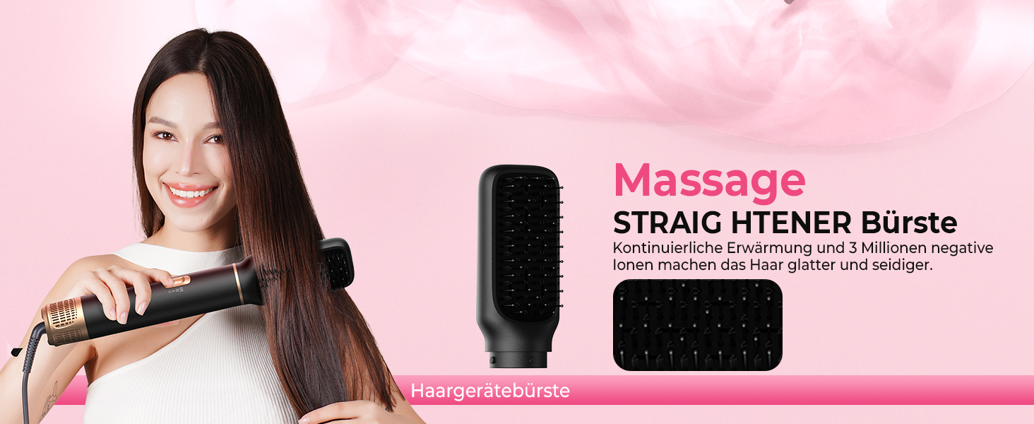 Мультистайлер для волосся 5 в 1 Atopskins Air Styler 1000W: фен-щітка, вирівнювач та плойка для сушіння, завивки та гладкого волосся (Darkschwarz)