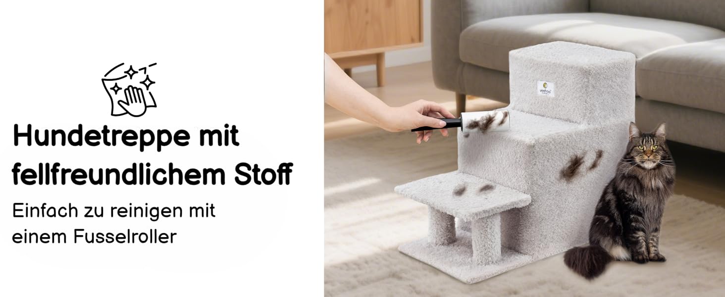 Сходинки для собак Veehoo: 3 сходинки, ліжко, печеринка, для маленьких собак та котів, сірий, 67x34x52 см, до 45 кг