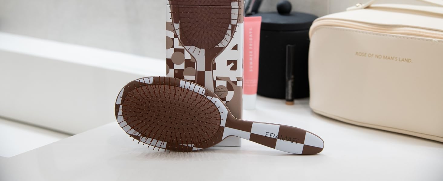 FRAMAR Щітка для волосся без розпушування - для довгого волосся, для жінок, для мокрого волосся, для розплутування, для кучерявого волосся, антистатична, шоколадного кольору