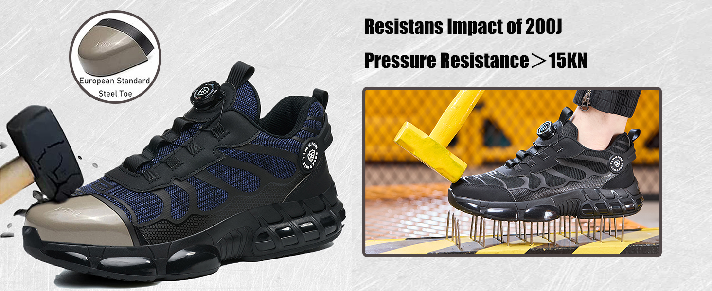 Чоловічі робочі черевики з металевим носком, чорні. Легкі, дихаючі, з поворотним закриттям. Захисні черевики 46 EU