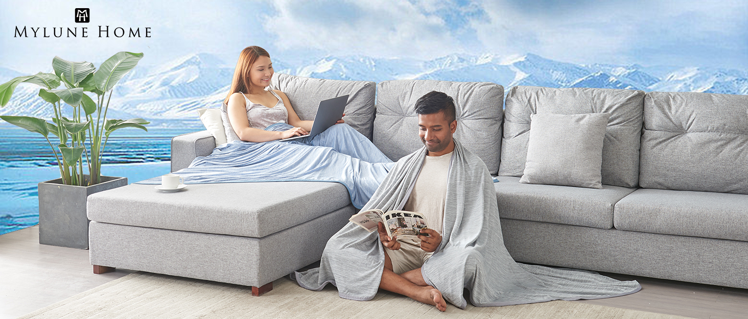 Охолоджуюча ковдра MH MYLUNE HOME Arc-Chill 200x220 см, літня двостороння ковдра-покривало, сіра