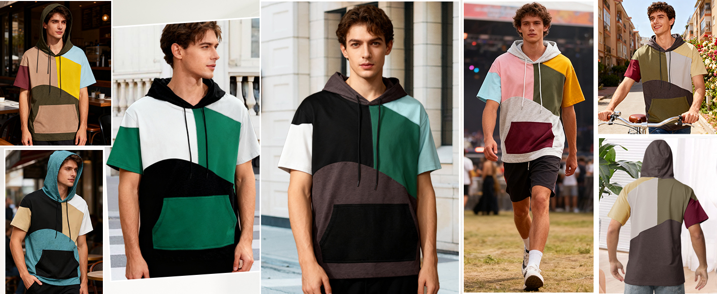 Чоловіча толстовка з капюшоном RUIZEHONG з блискавкою, блоковий колір, з кишенями, повсякденна, біло-чорна, розмір XL