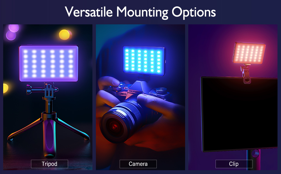 LED світло для селфі на телефон ST-120RGB-CT: 120 світлодіодів, 2500-9000K, регулювання яскравості, 3000mAh, CRI 95+, з тримачем та штативом для фото/відео