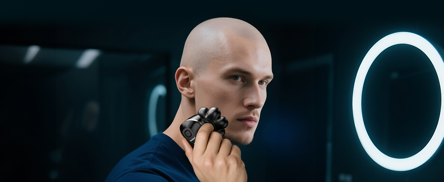 Машинка для гоління голови Glatzen Herren 7D, водонепроникна, для сухого та вологого гоління, з LED дисплеєм, Type-C, чорна