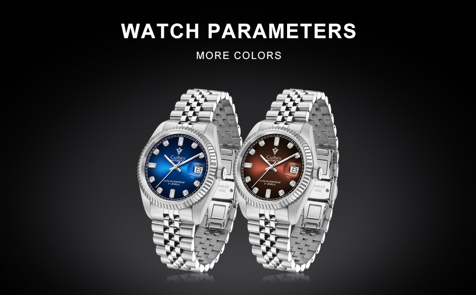 Годинник CADISEN Automatik для чоловіків: механічний годинник з сапфіровим склом та сталевим браслетом