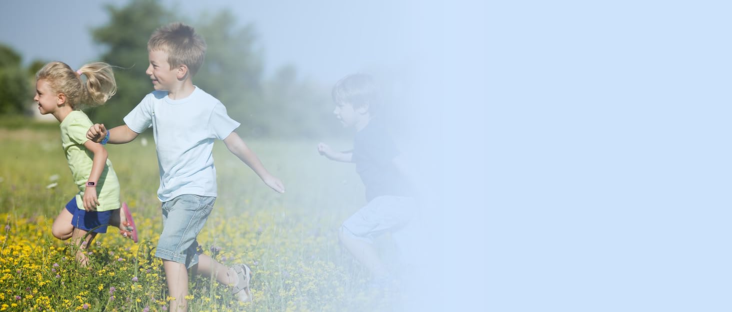 Смарт-годинник BIGGERFIVE для дітей, 1.8' екран, фітнес-трекер з підрахунком кроків, пульсометр, моніторинг сну, будильник, 5 ігор, водонепроникність IP68, ремінець з нейлону блакитного кольору