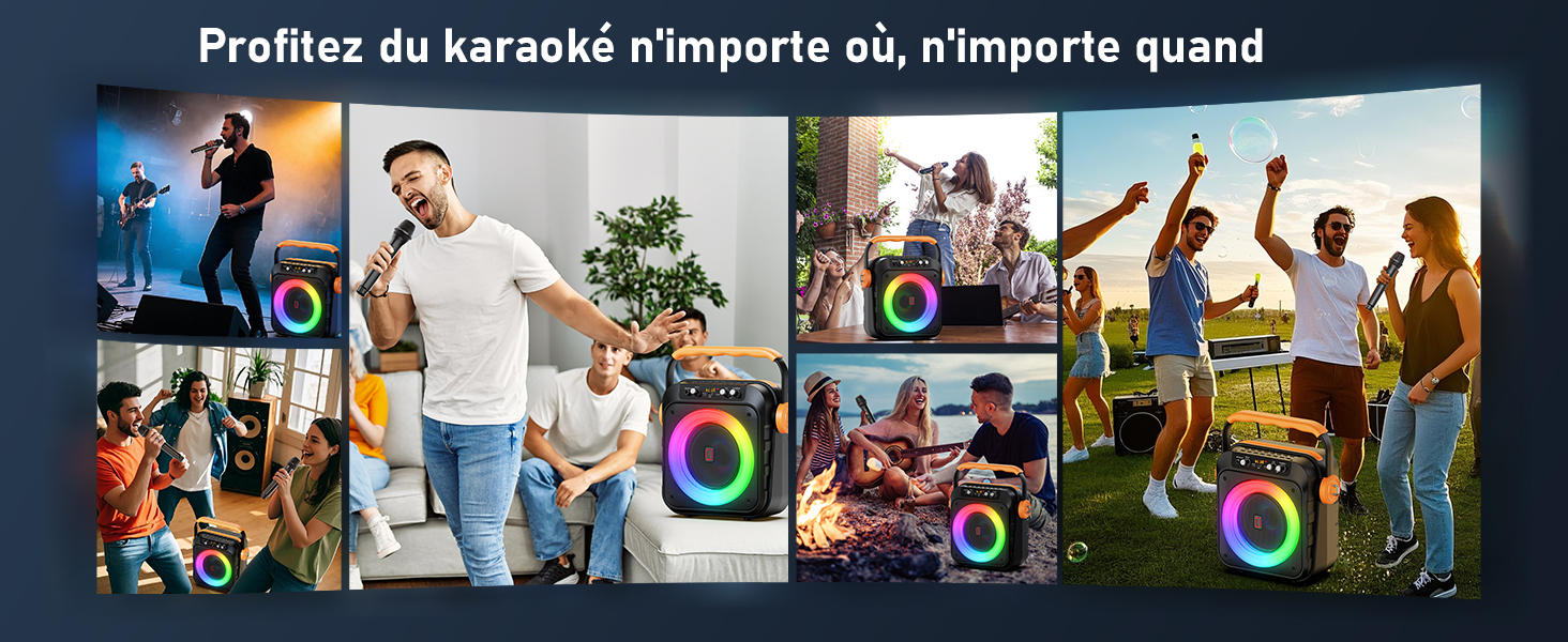 Караоке машина JYX MS80 з 2 мікрофонами, Bluetooth, LED-підсвітка