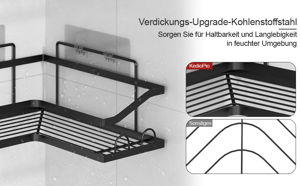 Набір кутових поличок для душу без свердління, 3 шт. з мильничкою, чорного кольору. Організатор для ванної кімнати з 12 гачками. Підходить для ванної та кухні.