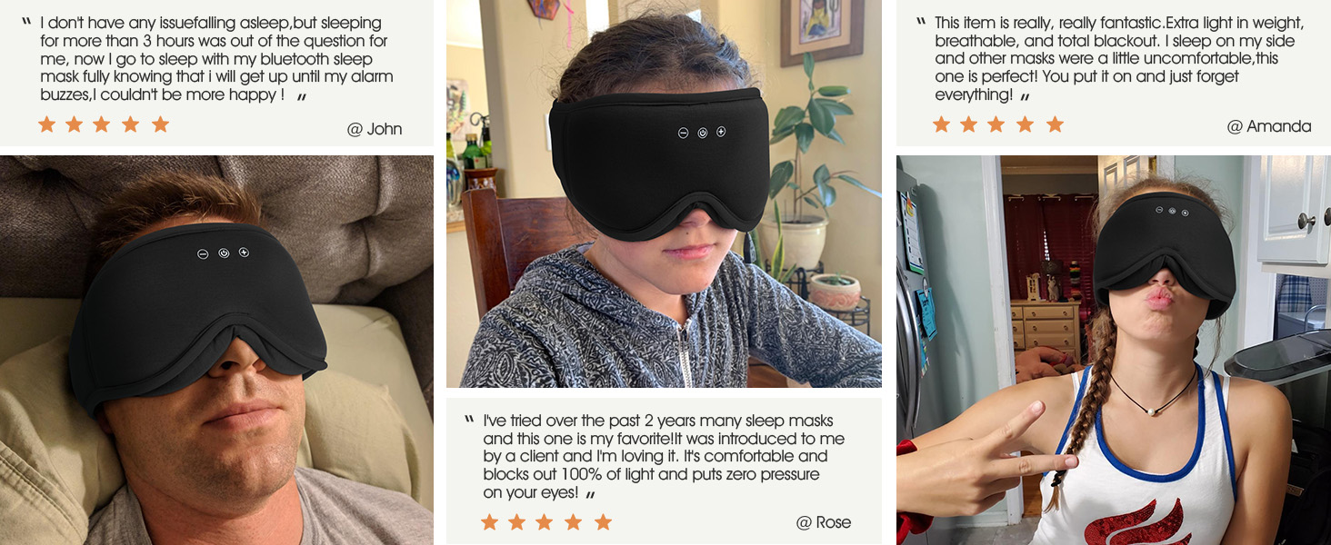 Сплющена маска для сну Musicozy з навушниками, бамбукова тканина, Bluetooth v5.4, 3D дизайн, для тих, хто спить на боці, з мікрофоном, чорна