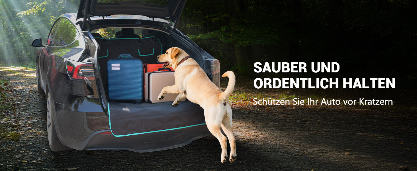 Захист для багажника автомобіля для собак з боковими та захистом краю завантаження, універсальний 185x102 см, 600D, водонепроникний, стійкий до подряпин, килимок для багажника для собак, покривало для автомобіля, SUV, Van (Блакитний)