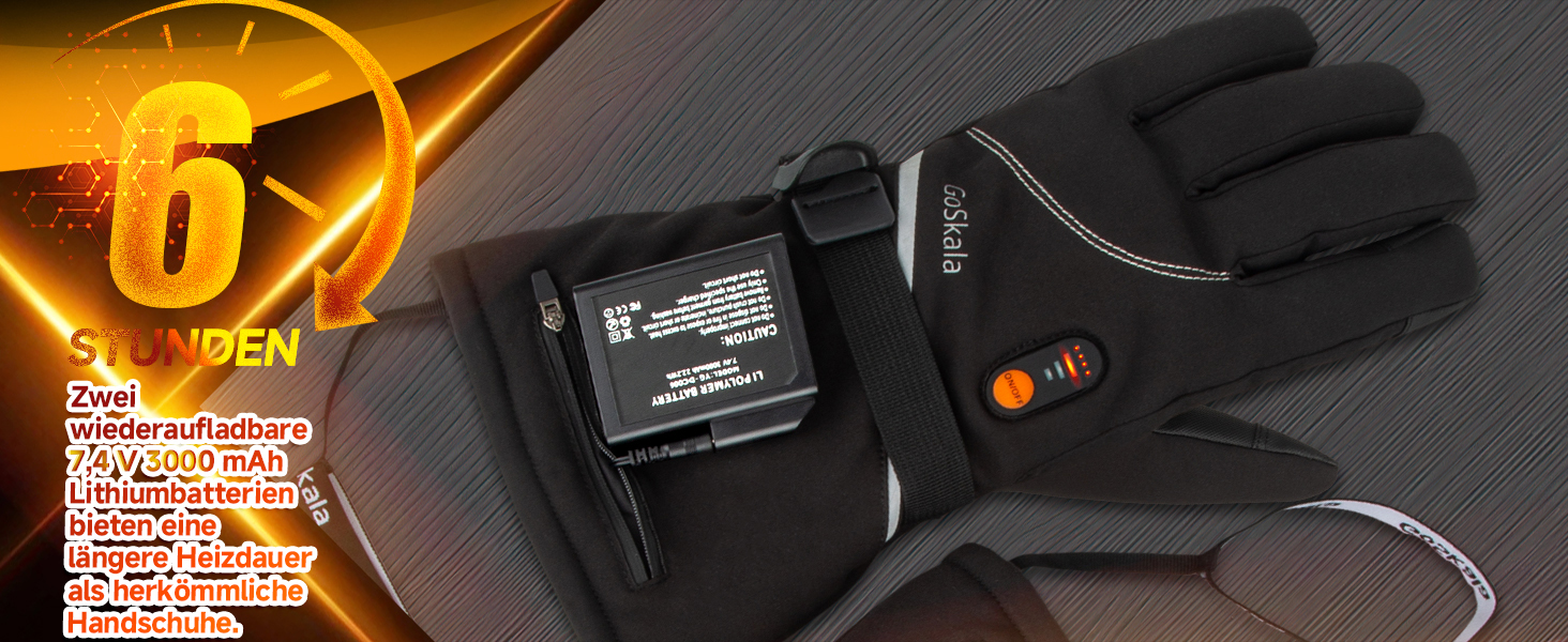 Електричні гріючі рукавички для жінок та чоловіків, зимові рукавички з підігрівом, чорні, з акумулятором 7.4V 6000mAh, 3 режими нагріву, сенсорний екран, водонепроникні