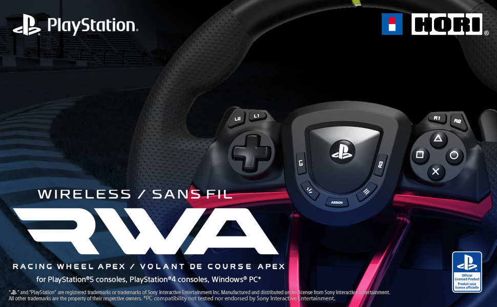 HORI Бездротовий гоночний кермо Apex для PS5, PS4 та Windows 11/10