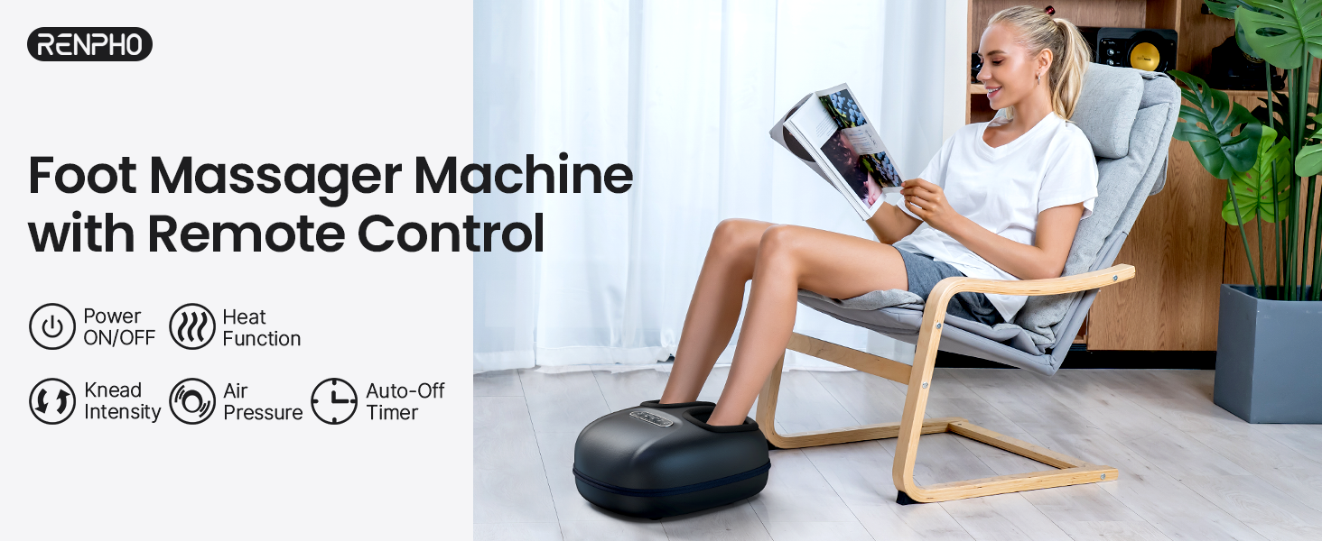 Масажер для ніг RENPHO з підігрівом FM057R: Shiatsu, компресія, для Plantarfasciitis