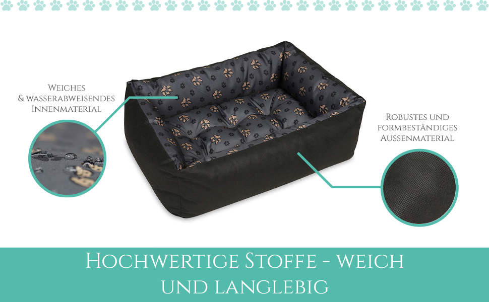 Лежанка для собак SuperKissen24: корзина, диван, лежанка для собак великих, середніх та маленьких порід. Легко миється, розмір M, чорний та сірий колір, льон, 70x55 см (1 шт.)