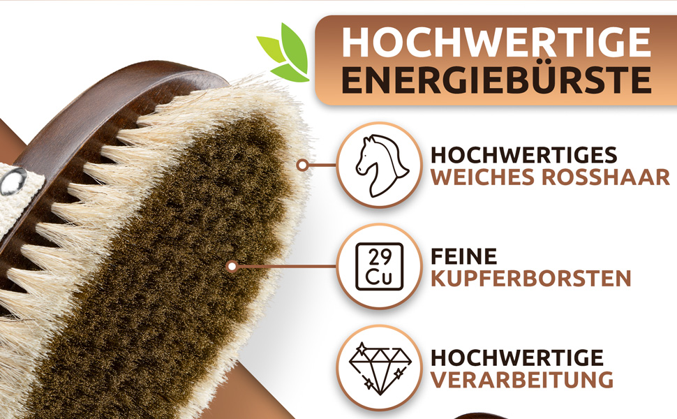 SJAJ Energy Brush - The copper brush, also known as a monastery brush, is used as a dry brush and promotes an energetic sense of well-being on the skin, cleansing.