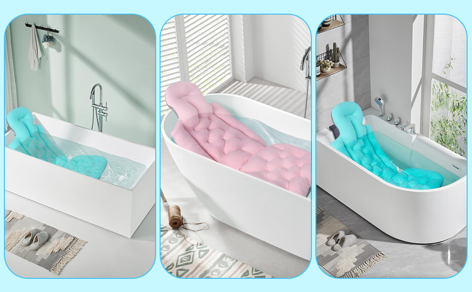 Подушка для ванни Fenteer, комфортний килимок для ванної, повнорозмірна SPA-матрац, 78x35x40 см, рожева