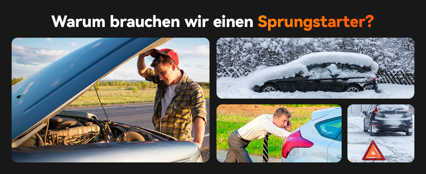 WOLFBOX Powerbank для запуску авто 4000A, 12V, з LED-ліхтарем та великим екраном, для легкових автомобілів, SUV, вантажівок та мотоциклів