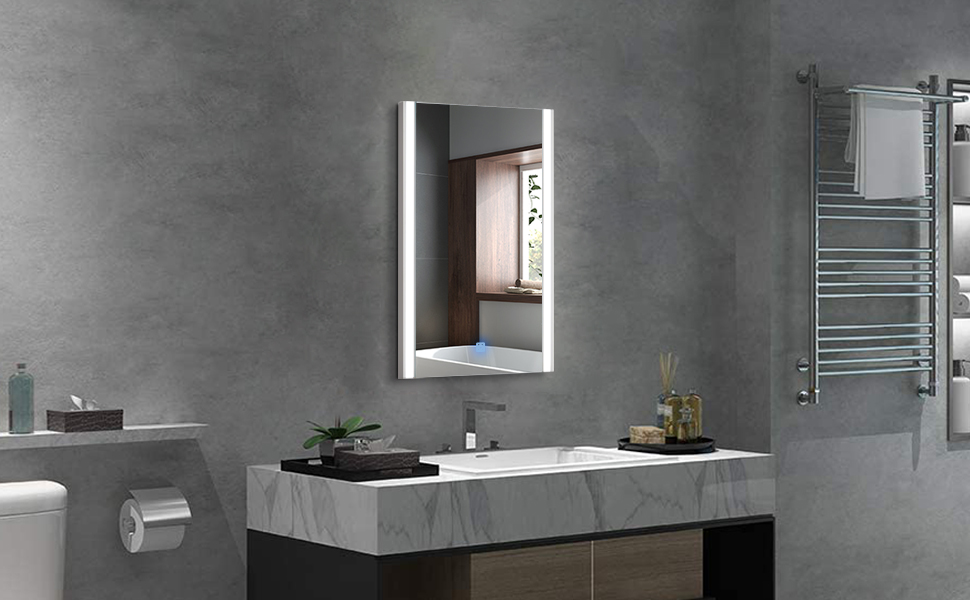 Дзеркало для ванної кімнати CLIPOP з підсвічуванням LED, сенсорне управління, IP44, 3 кольори світла, 40x50 см