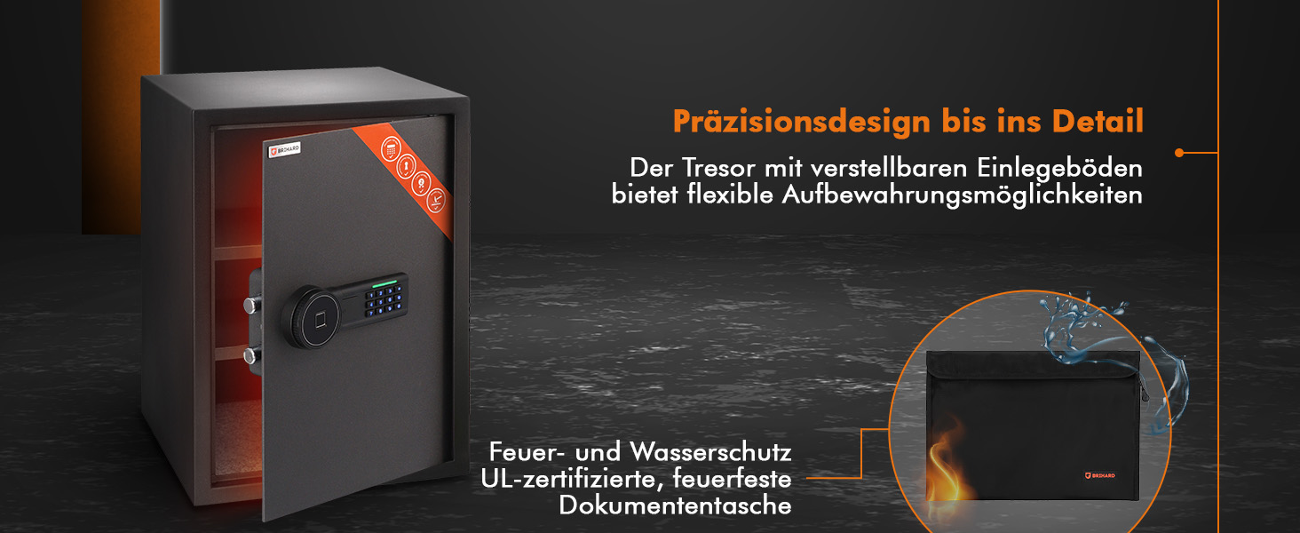 Сейф для дому Business XL Safe Tresor 60л Black Pearl з цифровим та відбитком пальця, вогнестійкий, для документів A4