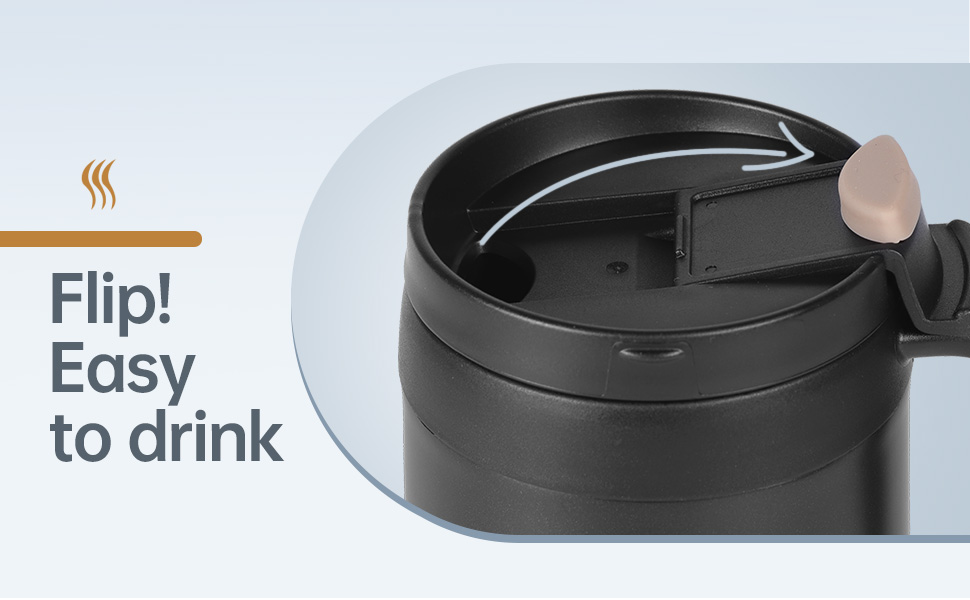 Термокружка з нержавіючої сталі 500 мл з кришкою та ручкою, подвійні стінки, вакуумна ізоляція, для подорожей та кемпінгу (Чорний)