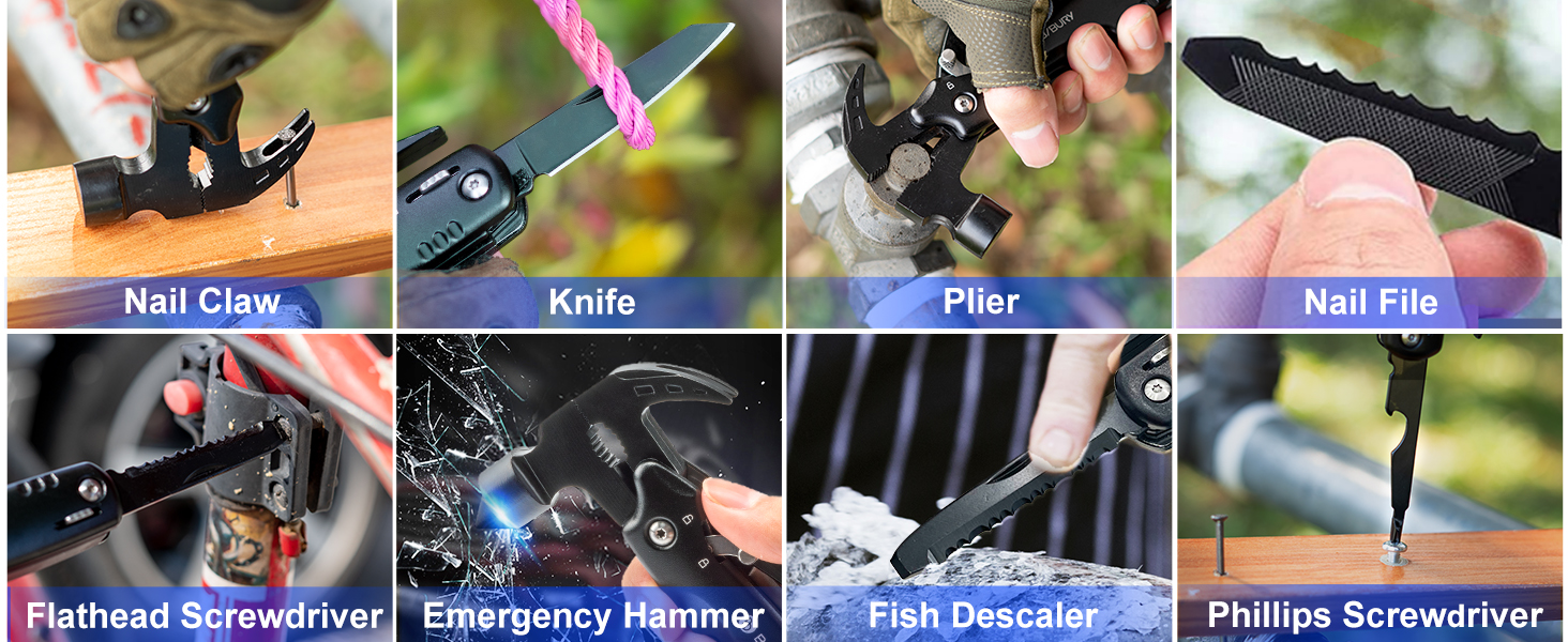 Мультитул BIBURY 12-в-1 для чоловіків: інструмент для кемпінгу, виживання, подорожей та дому