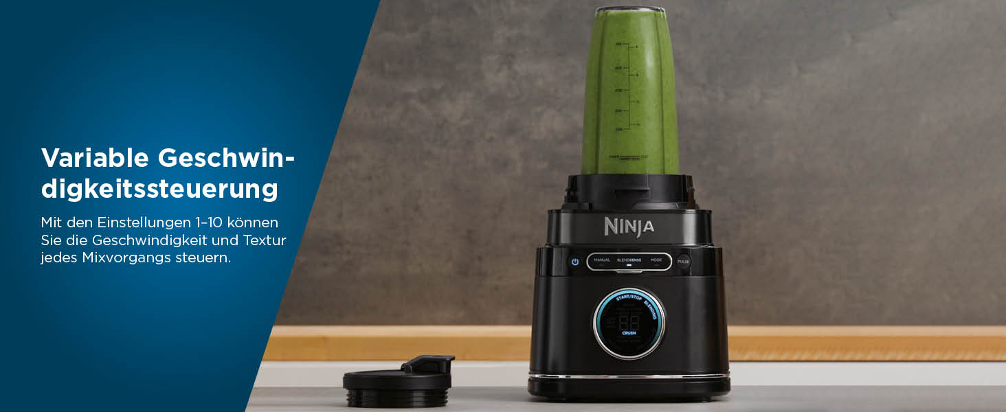 Ninja 2-in-1 Detect Power Mixer Pro with Single Serve - 1200W Power Blender with Pitcher & 2 Single Serve Cups - Smoothie, Vegetable & Frozen Drink Mixer - TB301EU