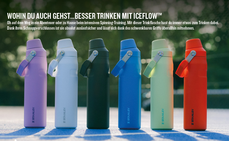 Термобутилка Stanley Iceflow Fast Flow 0,6 л для спорту, чорна, тримає холод до 10 годин, герметична, BPA-free, придатна для миття в посудомийній машині