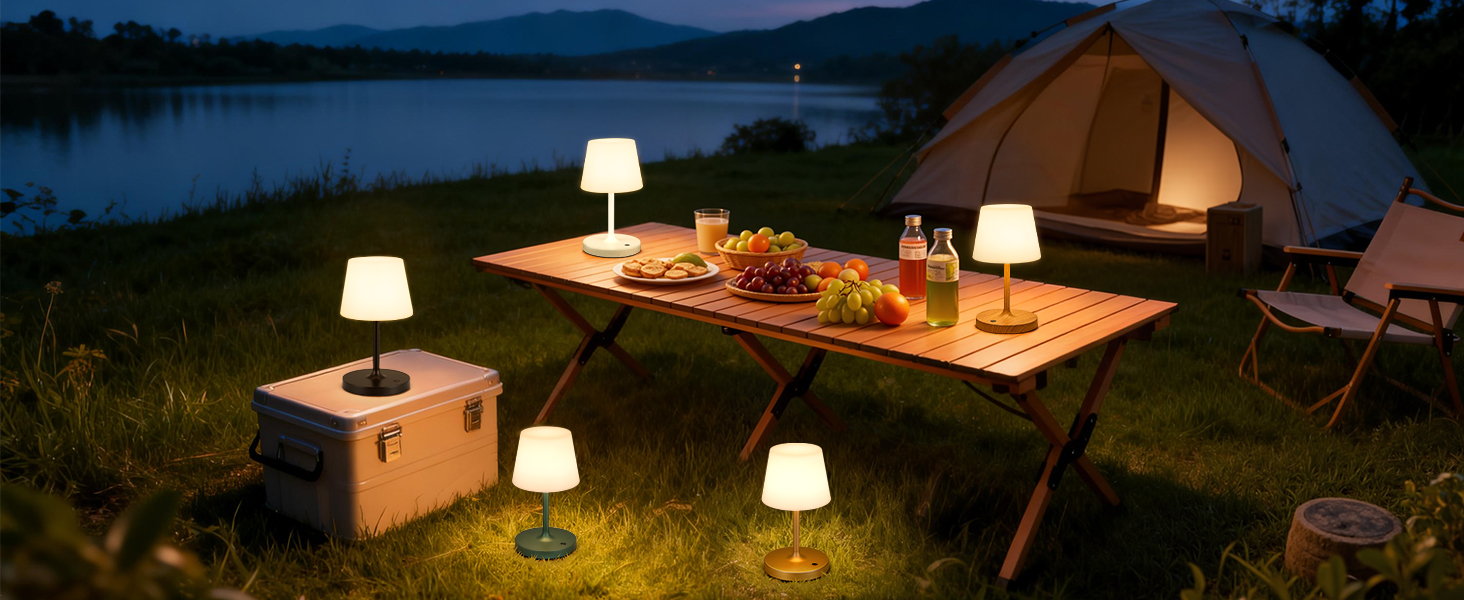 Світлодіодна настільна лампа бездротова з сенсорним керуванням, акумуляторна, з регулюванням яскравості та функцією пам'яті для спальні, кафе, вулиці, з імітацією текстури дерева