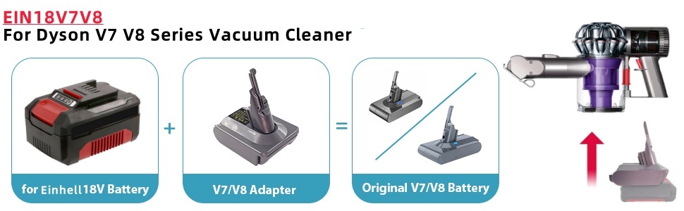 Адаптер для акумулятора Dyson V7 V8, MT18V7V8: перетворювач Makita 18V на Dyson 21.6V V7(SV11) V8(SV10) Fluffy Animal Trigger. Сумісний з акумуляторами Einhell.