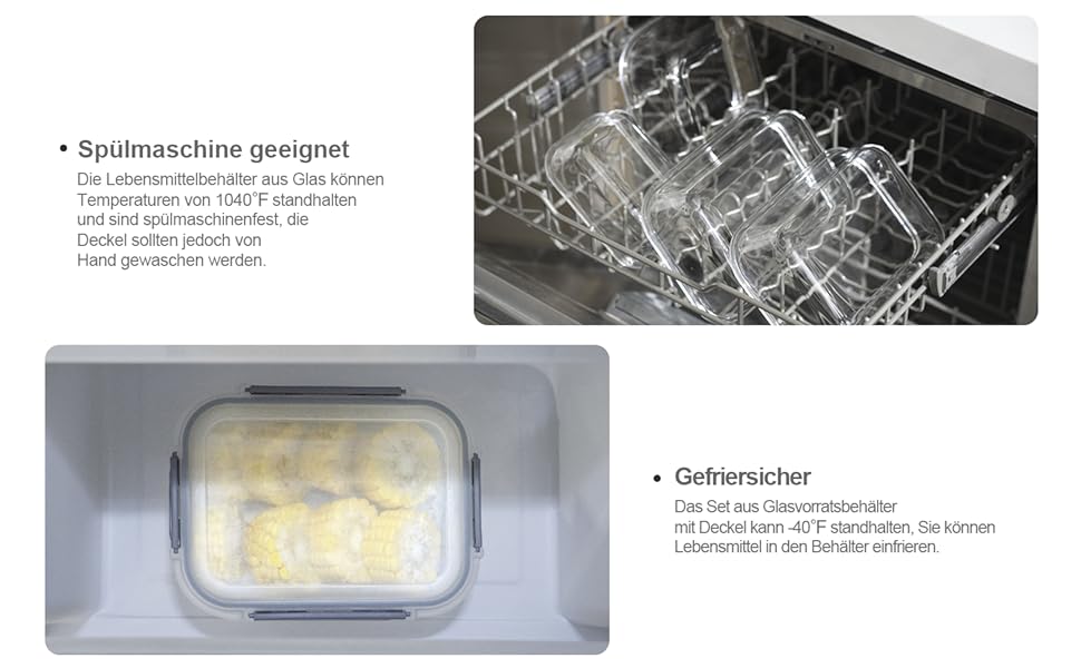 Набір скляних контейнерів для зберігання їжі GENICOOK 24 шт. з кришкою. Набір скляних контейнерів для продуктів, Meal Prep, герметичні контейнери для кухні сірого кольору.