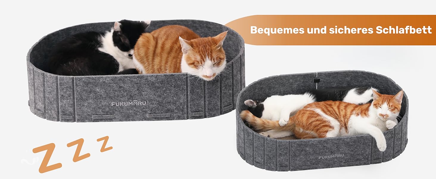 Кразбокс для котів FUKUMARU: диван з картону та фетру, 61 см, сірий