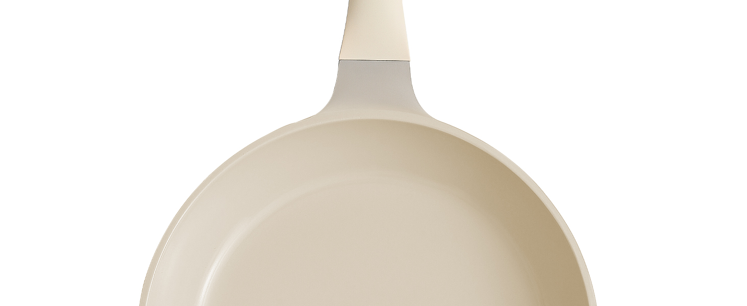 Redchef 28cm Ceramic Non-Stick Frying Pan with Lid - Induction Compatible, Durable, PTFE, PFOA & PFAS Free (Beige)