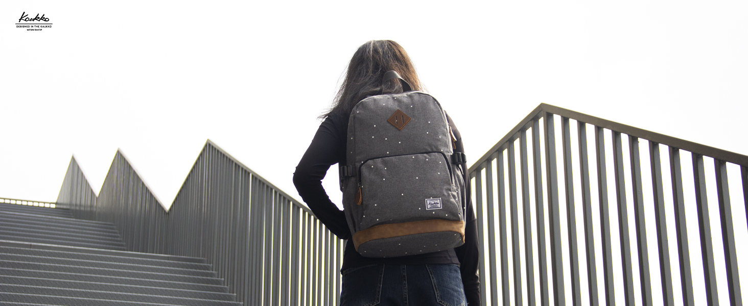 Жіночий рюкзак Kaukoo для студентів, ноутбука, подорожей. Сірий, універсальний розмір