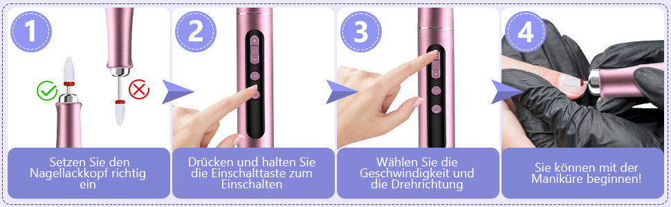 Бездротовий фрезер для нігтів 35000 об/хв - професійний набір для манікюру та педикюру, електрична машинка для гелю та акрилу, рожевий