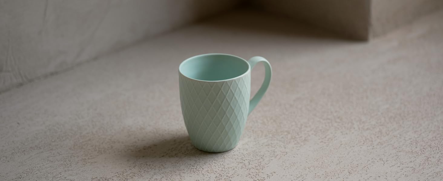 KIVY Mug Set, 6 x 400ml - Large Coffee Mug Set of 6 - Large Coffee Mug - Tea Mug Set - Coffee Mug Sets - Ceramic Mug Set - Mug Sets - Modern Coffee Pot - Coffee Mug