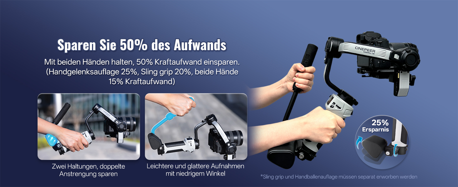 ZHIYUN Weebill 3E Gimbal - Стабілізатор для DSLR та бездзеркальних камер, 3-осьовий, 3кг вантажопідйомність, вертикальна зйомка, Bluetooth, сірий