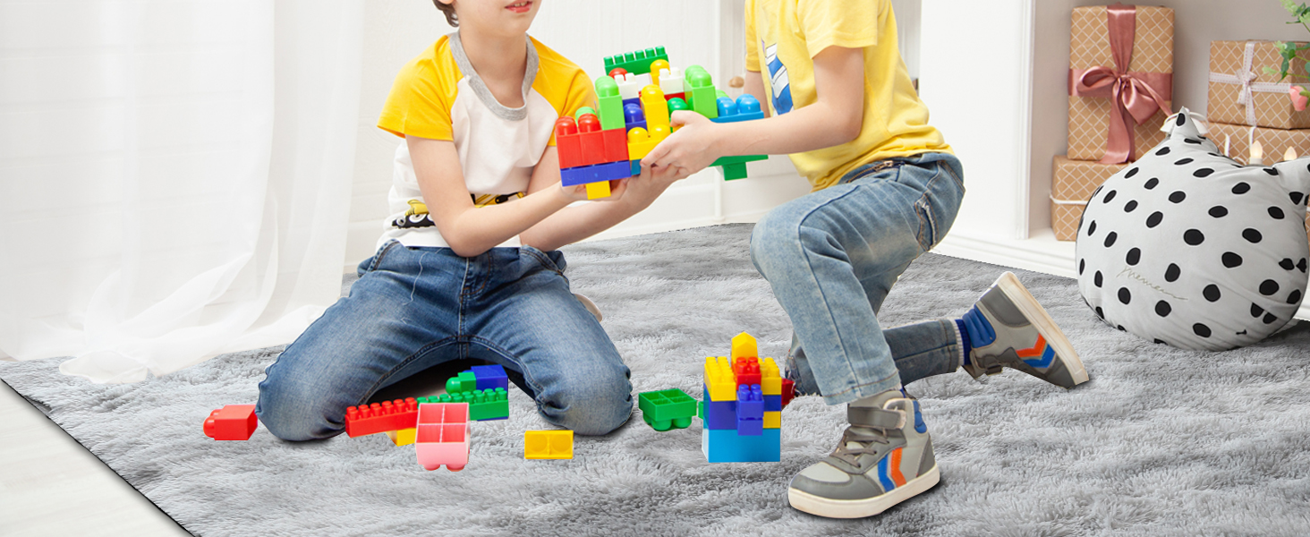 Килимок для вітальні та спальні Gsogcax, 120 x 160 см, сірий, пухнастий, з антиковзаючим покриттям, супер м'який, великий, для дому, сучасний декор, килим на підлогу