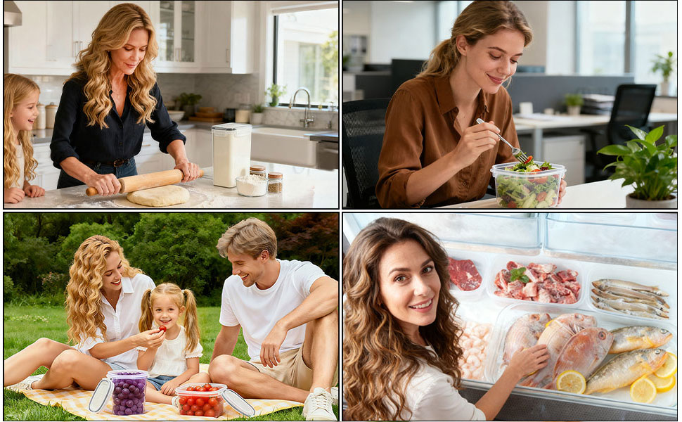 Набір контейнерів для зберігання Haushaltszauber® XXL (42 шт.) | Герметичні контейнери для продуктів | Без BPA, стекуються, прозорі | Для кухні, холодильника та морозильника