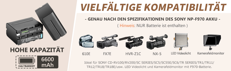 Акумулятор Neewer 6600mAh Li-ION для Sony NP-F970/960/975/570/750/770 з LCD-зарядним пристроєм