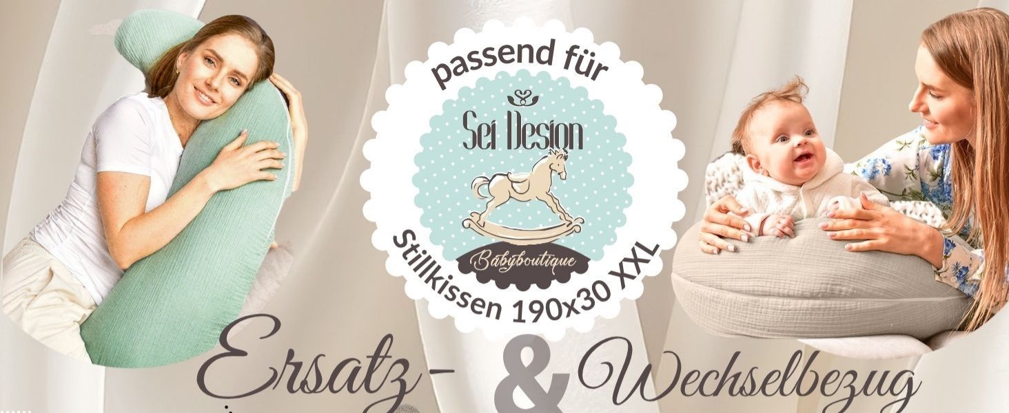 Подушка для вагітних та годування Sei Design XXL з муслінової тканини, ергономічна, для сну на боці, комфортна для дорослих, чохол з 100% органічної бавовни (джерсі, пастельно-рожевий, 190x30 см)