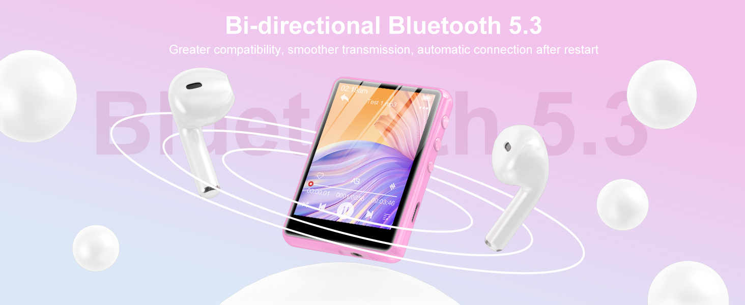 MP3 плеєр 64GB з Bluetooth 5.3, 2.4