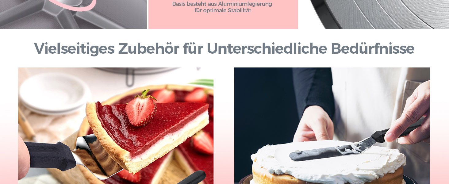 Ohuhu Поворотна платформа для тортів, 30 см, з лопатками та скребками, рожева | Для декорування та випікання