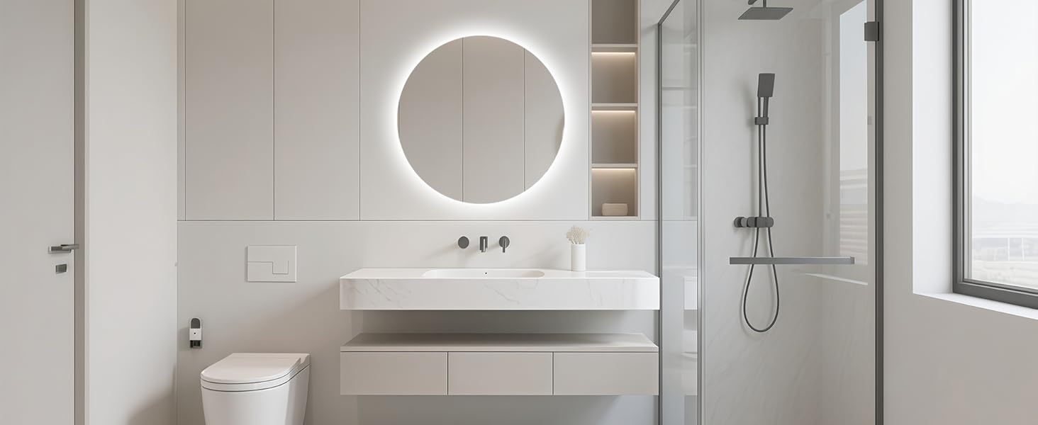 LED дзеркало для ванної кімнати 45x65 см з підсвічуванням, IP54, 6500K, прямокутне, енергозберігаюче, біле