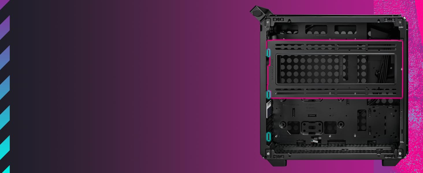 Корпус для ПК Cooler Master Qube 500 Flatpack: ATX, повністю модульний, з 120 мм вентилятором SF-L та вертикальною підсвічуванням для відеокарти, підтримка EATX, 2 x 280 мм радіатори, колір м'ятно-зелений (чорний)