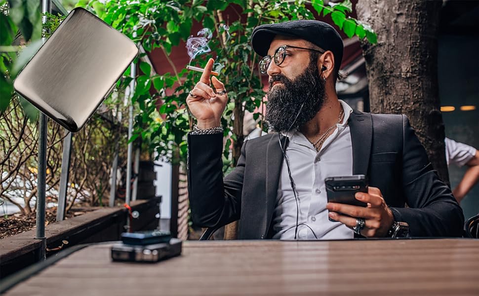 Елегантне металеве тютюноприладдя для 16 сигарет з подарунковою коробкою, срібного кольору